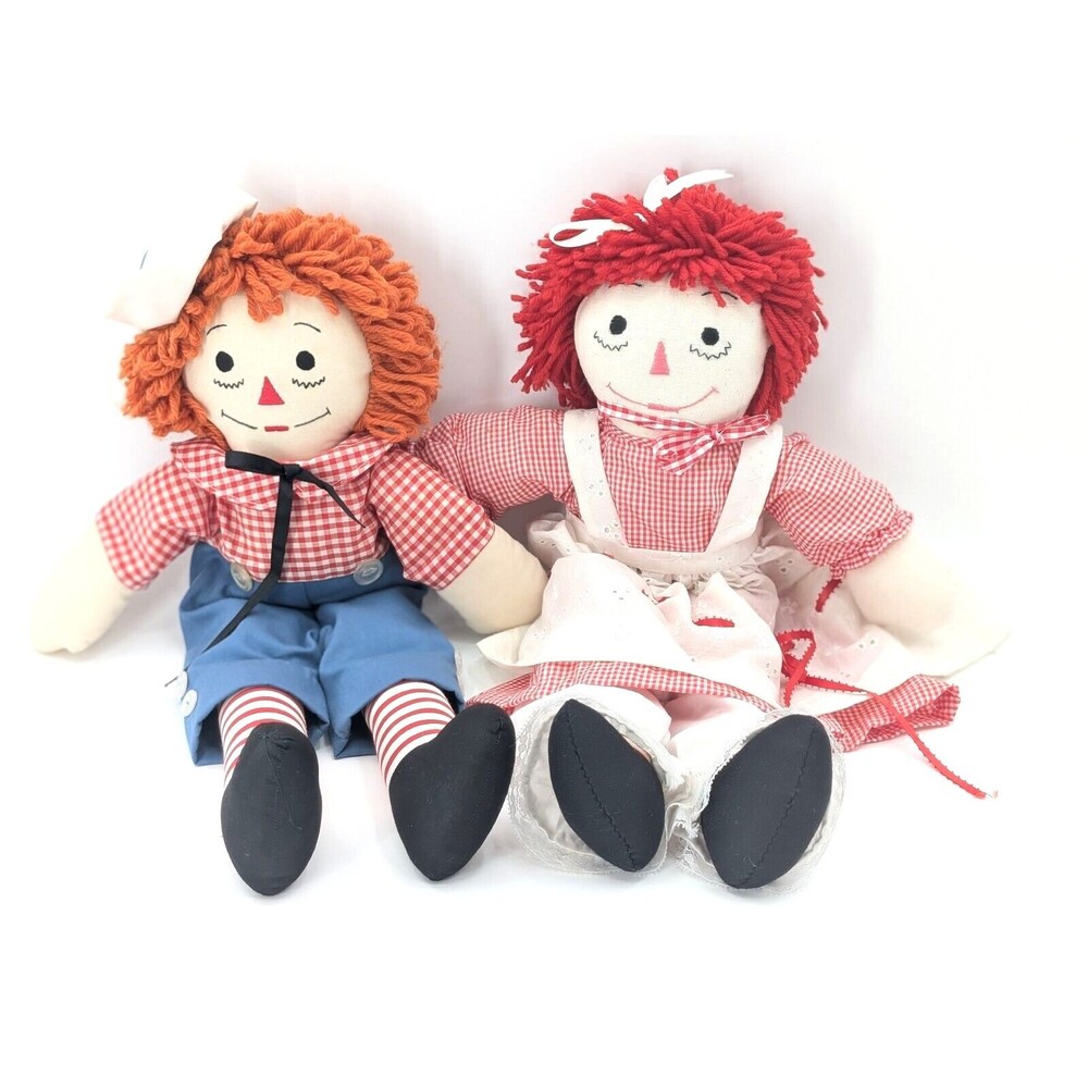 Raggedy Ann And Andy Vintage Rag Doll Toy Set 20" Long